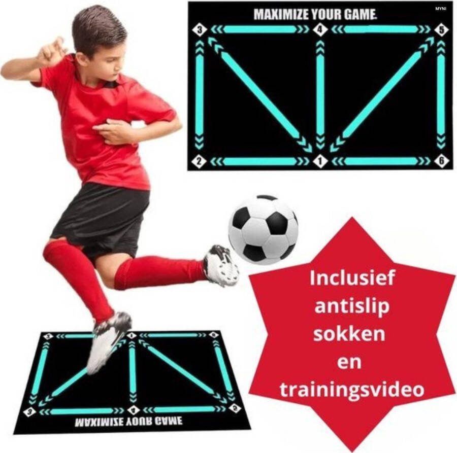 Myni Voetbal Trainingsmat Dribbelmat Voetbal Training Mat met Sokken Voetbaltrainingsmateriaal Voetbal Trainingsmateriaal Voetbal Training Voetbal Spullen VoetbalDribbelen Incl. trainingsvideo en sokken 90x60 cm Opvouwbaar
