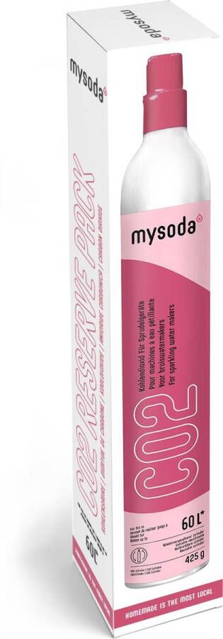 Mysoda Co2 cilinder- 425G 60L geschikt voor bijna alle bruiswatertoestellen incl Sodastream** & Aarke