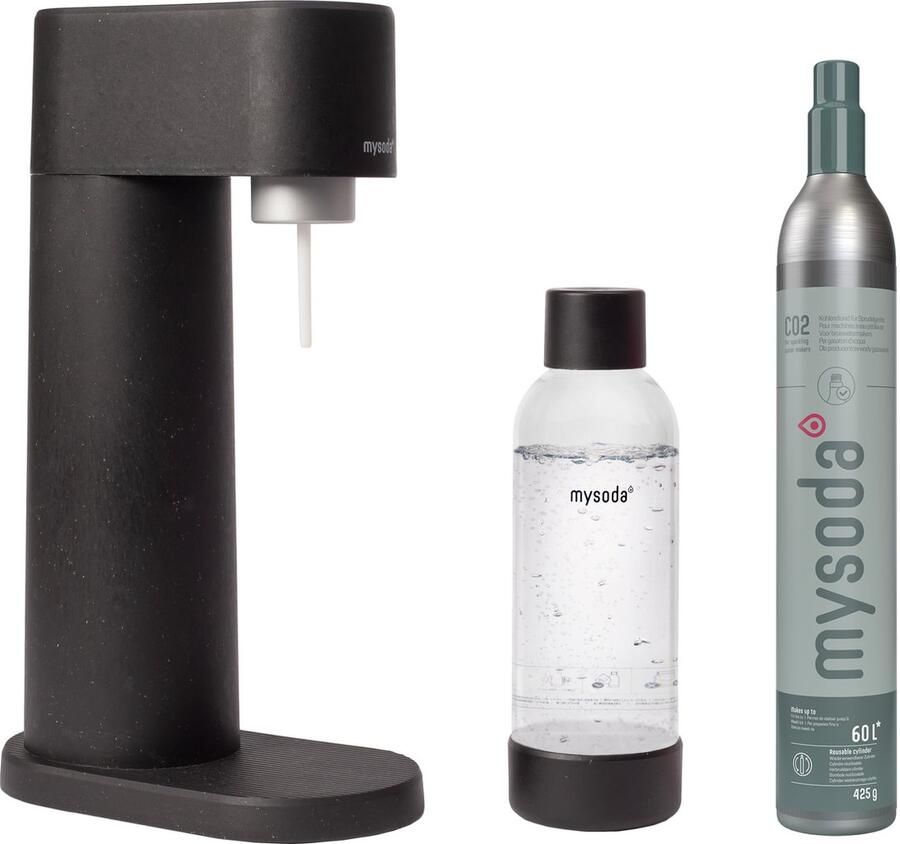 Mysoda Woody black bruiswatertoestel gemaakt van ecologisch biocomposiet incl CO2 cilinder & fles