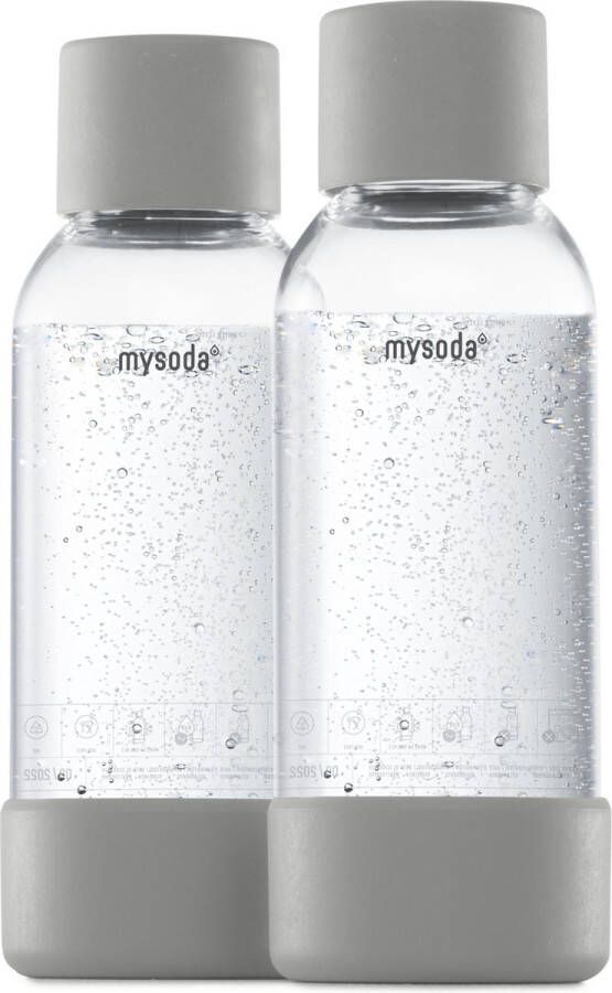 Mysoda Set van 2 herbruikbare flessen van 0.5 liter Grijs Geschikt voor apparaten