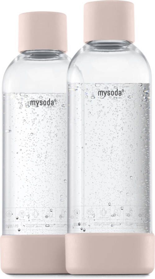 Mysoda Set van 2 herbruikbare flessen van 1 liter Light Pink