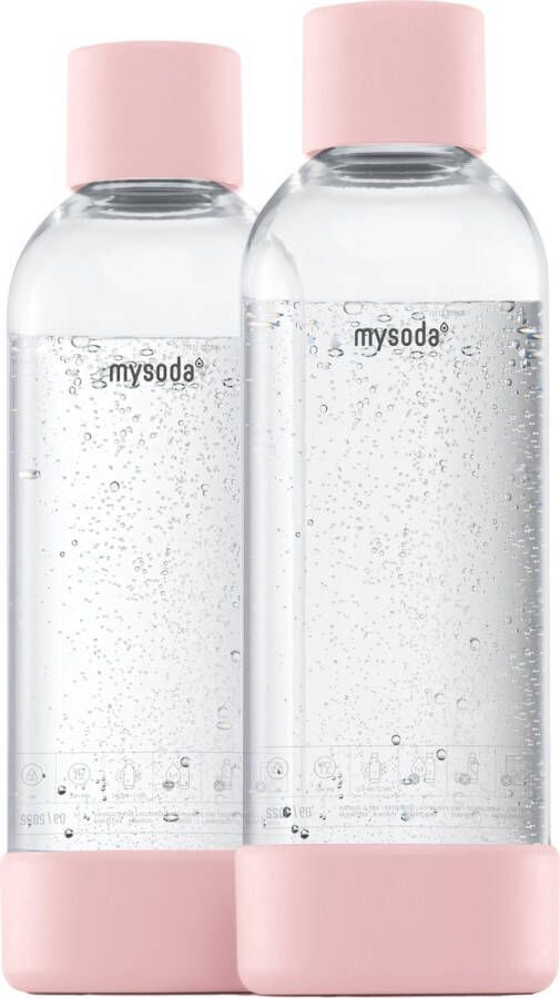 Mysoda Set van 2 herbruikbare flessen van 1 liter Light Pink Geschikt voor apparaten