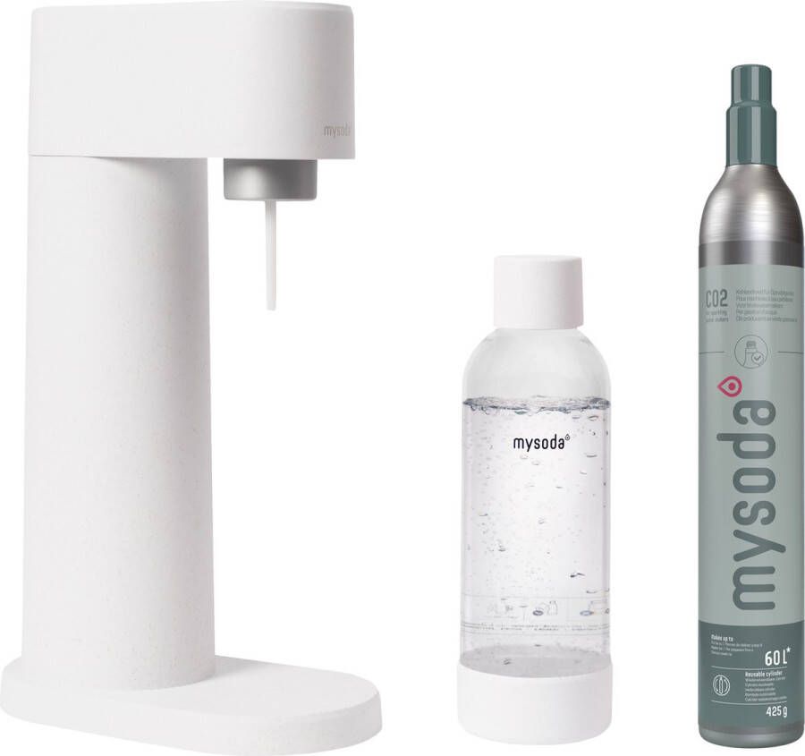 Mysoda Woody White bruiswatertoestel gemaakt van ecologisch duurzaam biocomposiet incl CO2 cilinder & waterfles