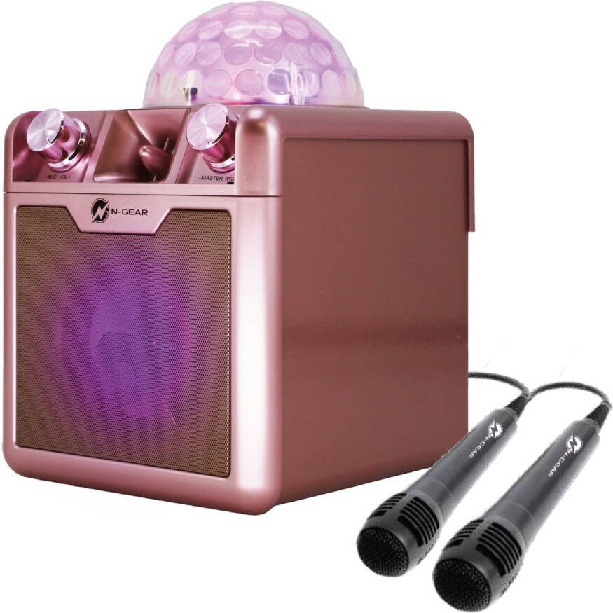 N-Gear Disco Block 410 Karaokeset Bluetooth Speaker Partybox met 2 Microfoons Space Pink Limited Edition