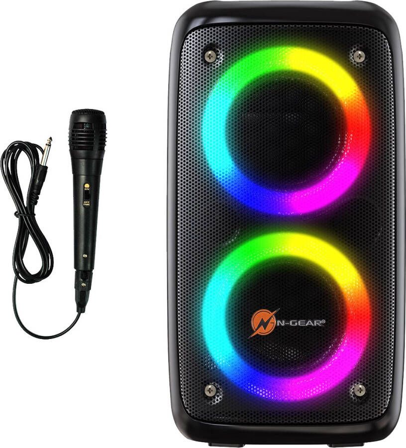 N-GEAR LGP 23M Draadloze Bluetooth Party Speaker Karaoke Set 1 Microfoon Discoverlichting