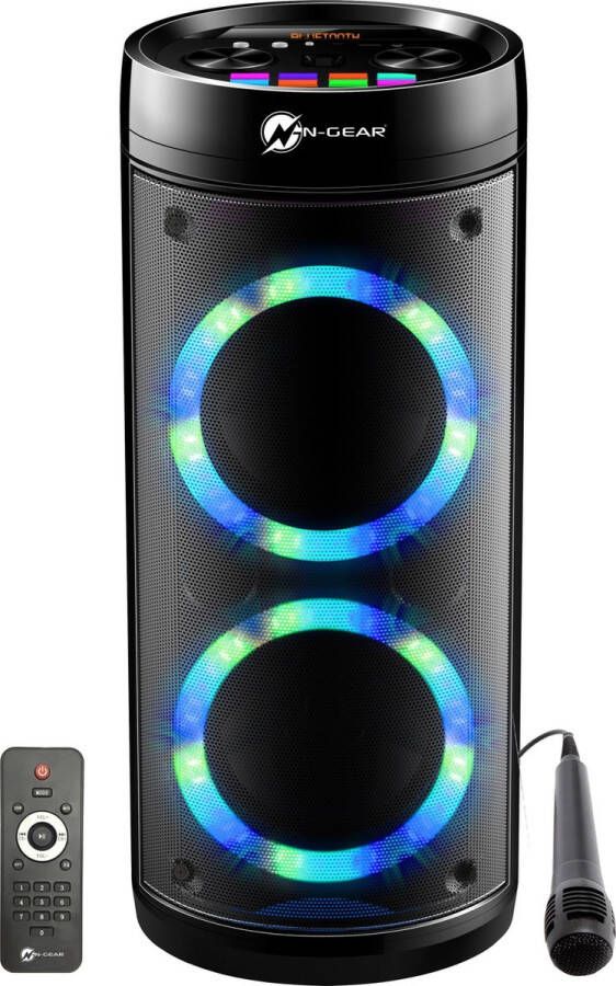 N-Gear LGP 26R Draadloze Bluetooth Party Speaker Karaoke set 1 Microfoon Discoverlichting