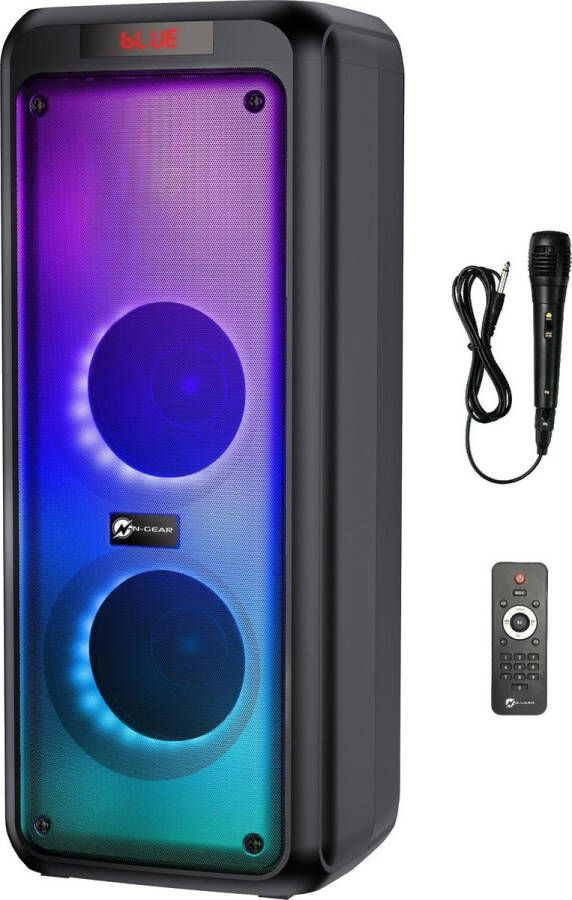 N-GEAR LGP 65 Draagbare Bluetooth Party Speaker Karaoke Set 1 Microfoon Discoverlichting