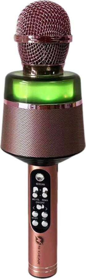 N-GEAR Star Mic Bluetooth Karaoke Microfoon voor Kinderen met Speaker & Verlichting Draadloos Rose Gold