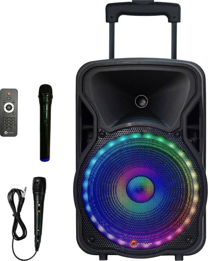 N-Gear The Flash 1205 Bluetooth Speaker Karaokeset Partybox met 2 Microfoons Zwart