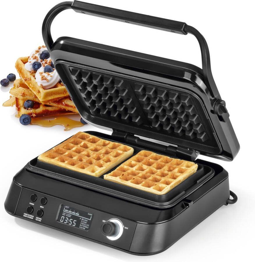 N8WERK Wafelijzer Belgische Wafels 1600W zwart