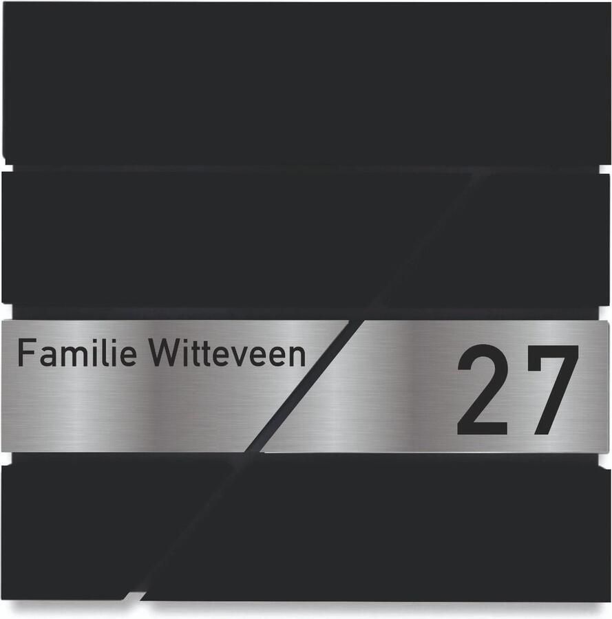 Naambordjekopen.nl BR10.2 Brievenbus zwart met naam en huisnummer 34x34x10cm