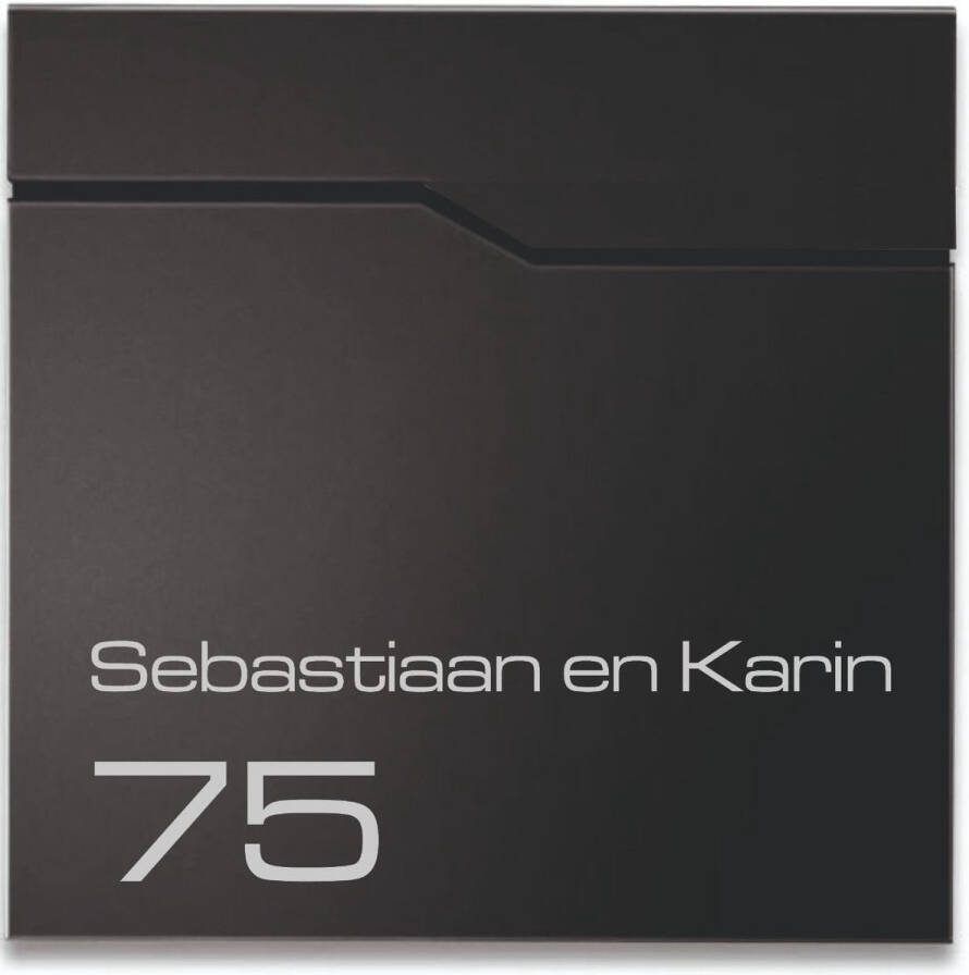Naambordjekopen.nl BR200.2 Brievenbus zwart met naam en huisnummer 34x34x10cm