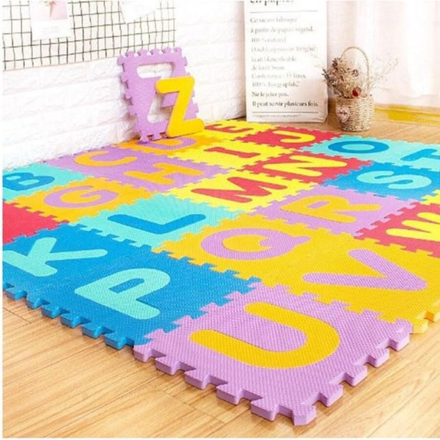 Naamloos Speelmat Opvouwbaar Vloerpuzzel educatief Puzzelmat Foam Speelmat Baby en Peuter Letters 180x180cm 40 stuks- Multicolor