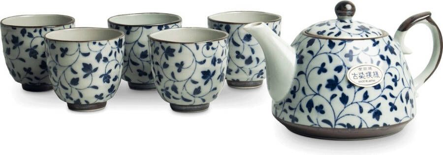 Naamloos THEESET BLOEMENPATROON BLAUW 6pcs