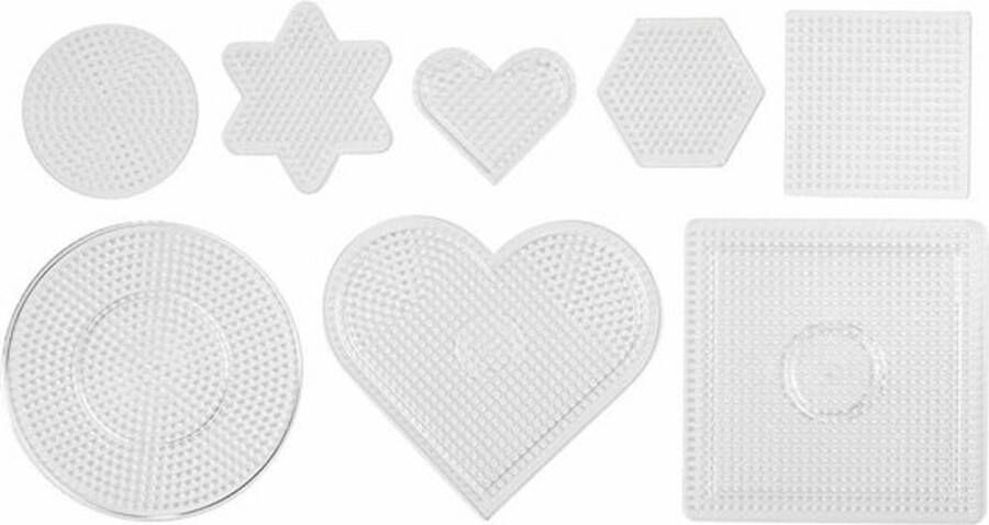 Nabbi Grondplaat Voor Strijkkralen Strijkkralenbord Onderplaat Verschillende Vormen Hartje Rondje Vierkant Hexagon Ster Medium Strijkkralen 7 tot 15cm 8 stuks