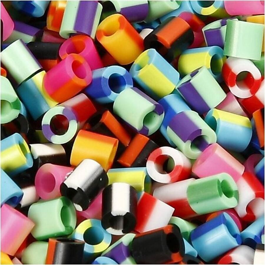 Nabbi Strijkkralen Kralen Voor Onderplaten En Sieraden Kleuren Streep Medium Afm 5x5mm Gatgrootte 2 5 mm 1100 stuks