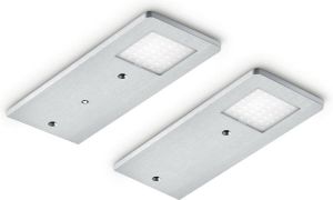 Naber Menta LED Keukenverlichting Onderbouw- nislamp set-2 Onderbouwlamp. Kast van aluminium 6 mm roestvrij staalkleurig verlichting