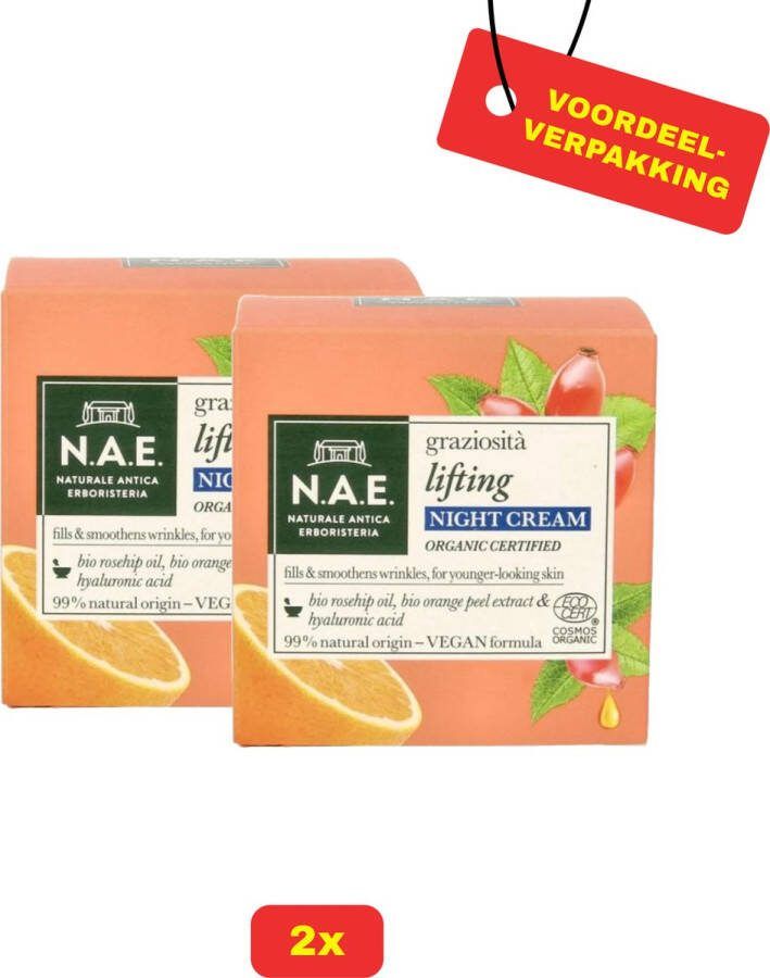 N.A.E. 2x N.A.E Vegan Anti-age Nachtcrème 2x 50ml Voordeelverpakking!