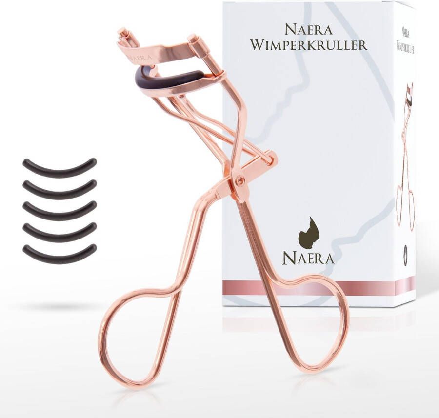 Naera Professionele Wimperkruller Inclusief 5 Non-stick Siliconen Pads Eyelash Curler Rose Goud