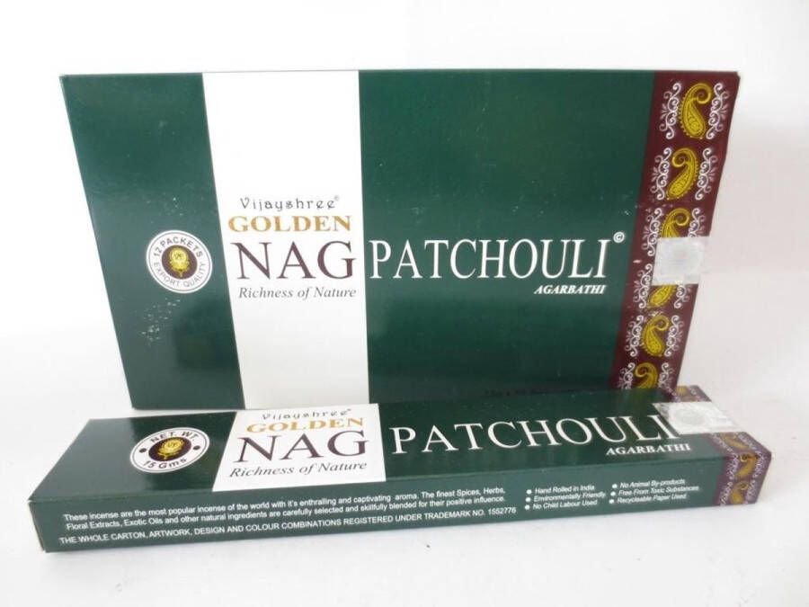 Nag champa Wierook Golden Nag Patchouli 15 g (12st.)