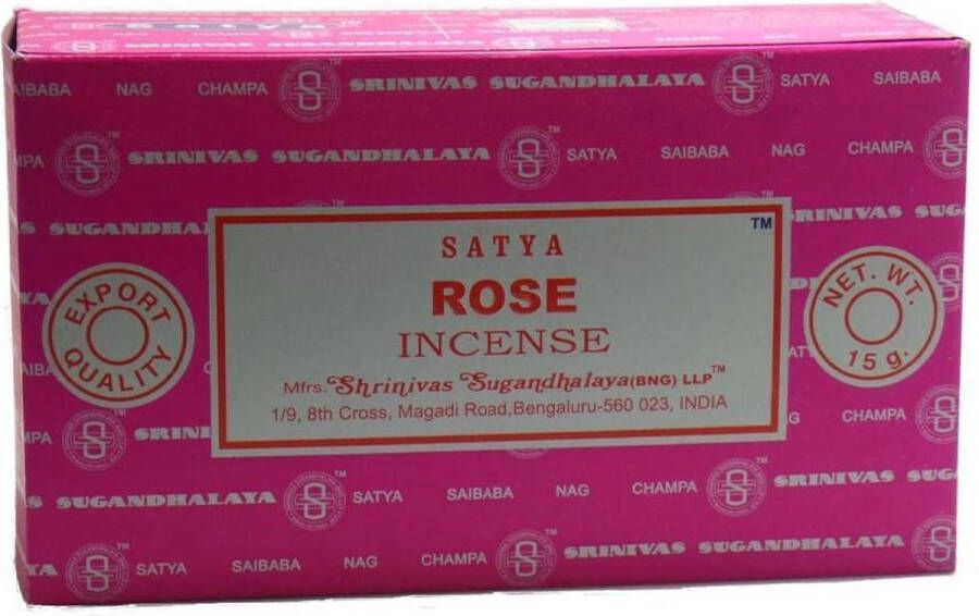 Nag champa Satya Rose wierook 12 pakjes van 15gram