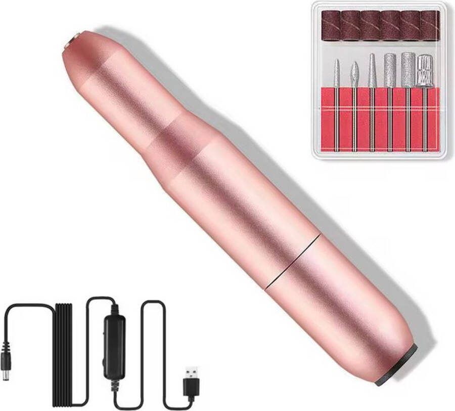 Nagelstad Elektrische Nagelvijl Metaal Polijststift Nagel Boor Kit Pedicure Nail Art Nagelfrees 6 bitjes Ook Voor Nepnagels