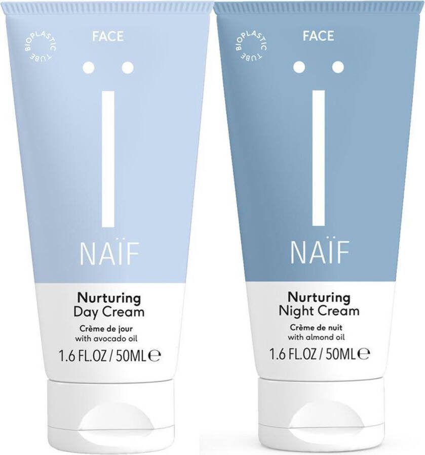 Naïf Dag & Nachtcrème Voordeelset Gezichtsverzorging met Natuurlijke Ingrediënten 2x50ml