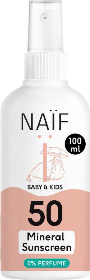 Naïf Minerale Zonnebrandspray Baby's & Kinderen 0% parfum SPF50 100ml