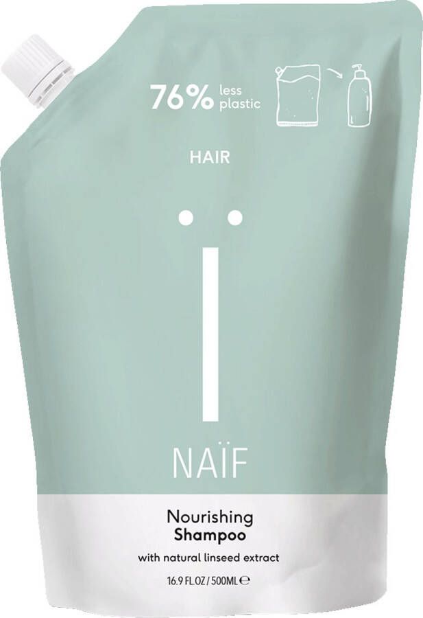 Naïf Voedende Shampoo Navulverpakking Refill 500ml Haarverzorging met Natuurlijke Ingrediënten