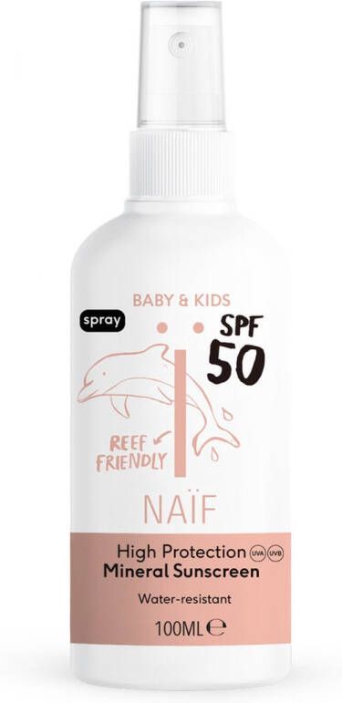 Naïf Zonnebrand Spray SPF50 met Parfum 100ml Baby's & Kinderen met Natuurlijke Ingrediënten