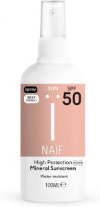 Naïf Zonnebrand Spray SPF50 100ml Voor Het Lichaam Met Natuurlijke Ingrediënten