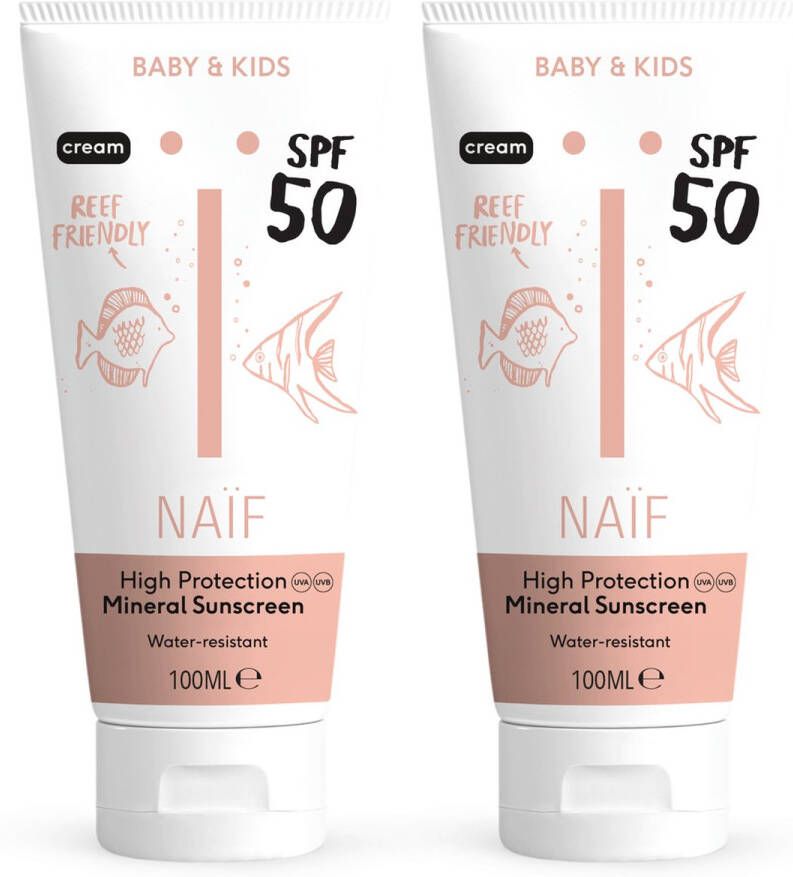 Naïf Zonnebrandcrème SPF50 met Parfum Voordeelset 2x100ml Baby's & Kinderen met Natuurlijke Ingrediënten