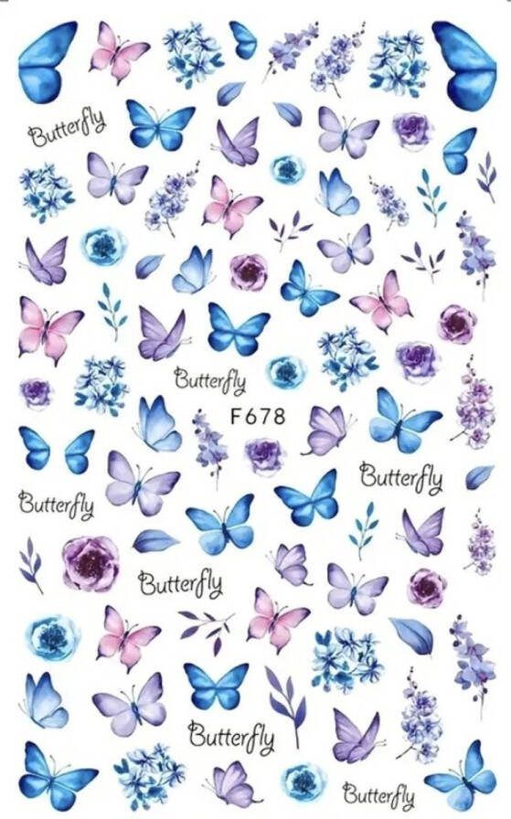 Nail Nagelstickers Flowers and Butterflies ( 678 )