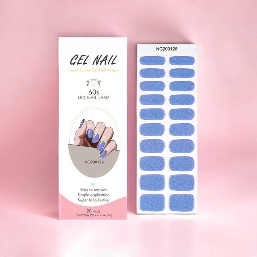NailGlow Gel Nagel Wraps Blauwe glitter Gel Nagel Stickers Gel Nagel Folie Nail Wraps Bij elke 2 pakjes die je besteld ontvang je een gratis Nagelriemolie pen t.w.v €7 85! Gel Nail Stickers Nail Art Nail Foil