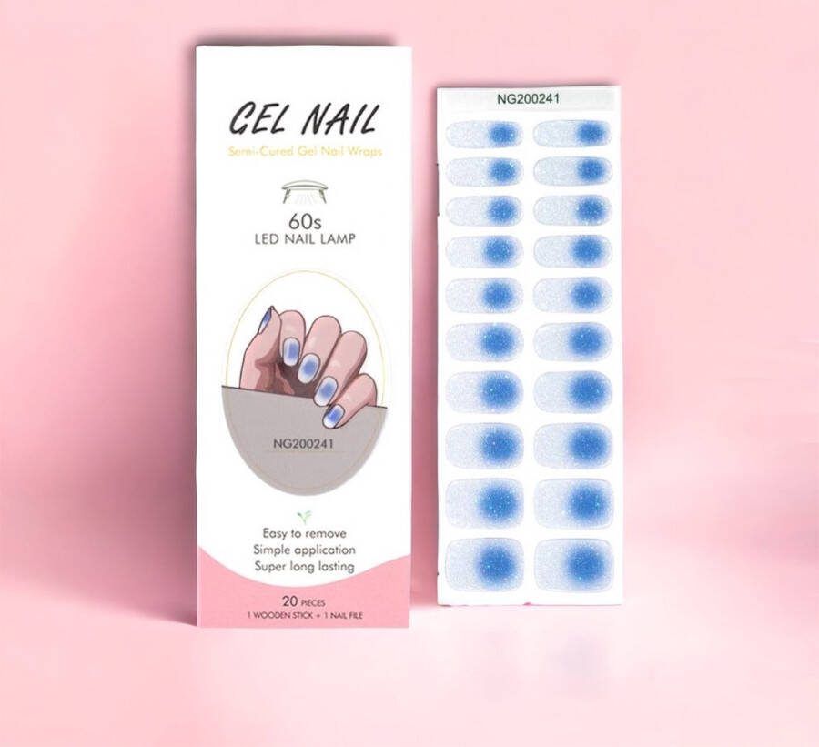NailGlow Gel Nagel Wraps Blauwe stip Gel Nagel Stickers Gel Nagel Folie Nail Wraps Bij elke 2 pakjes die je besteld ontvang je een gratis Nagelriemolie pen t.w.v €7 85!- Gel Nail Stickers Nail Art Nail Foil