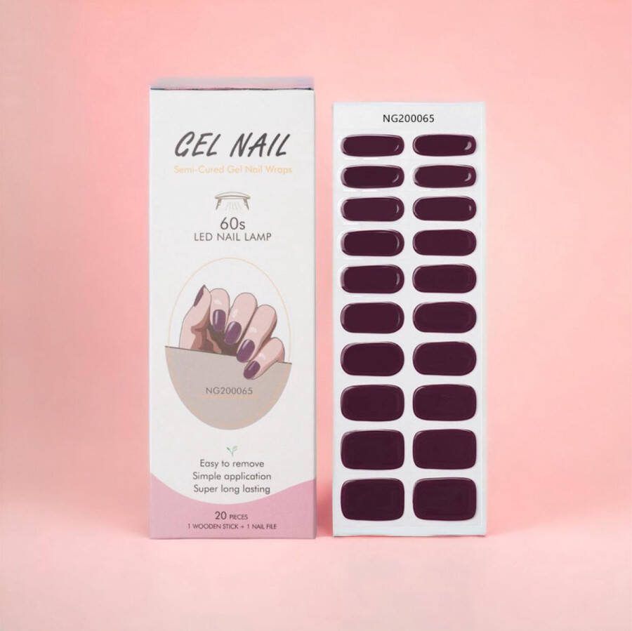 NailGlow Gel Nagel Wraps Donkerpaars Gel Nagel Stickers Nail Wraps Bij elke 2 pakjes die je besteld ontvang je een gratis Nagelriemolie pen t.w.v €7 85!- Gel Nail Wraps Gel Nail Stickers Nail Art Nail Foil