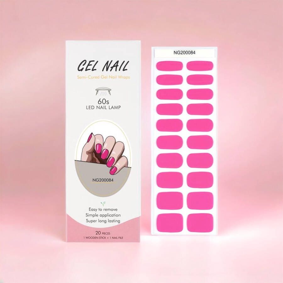 NailGlow Gel Nagel Wraps Fel roze Gel Nagel Stickers Gel Nagel Folie Nail Wraps Gel Nail Stickers Nail Art Nail Foil