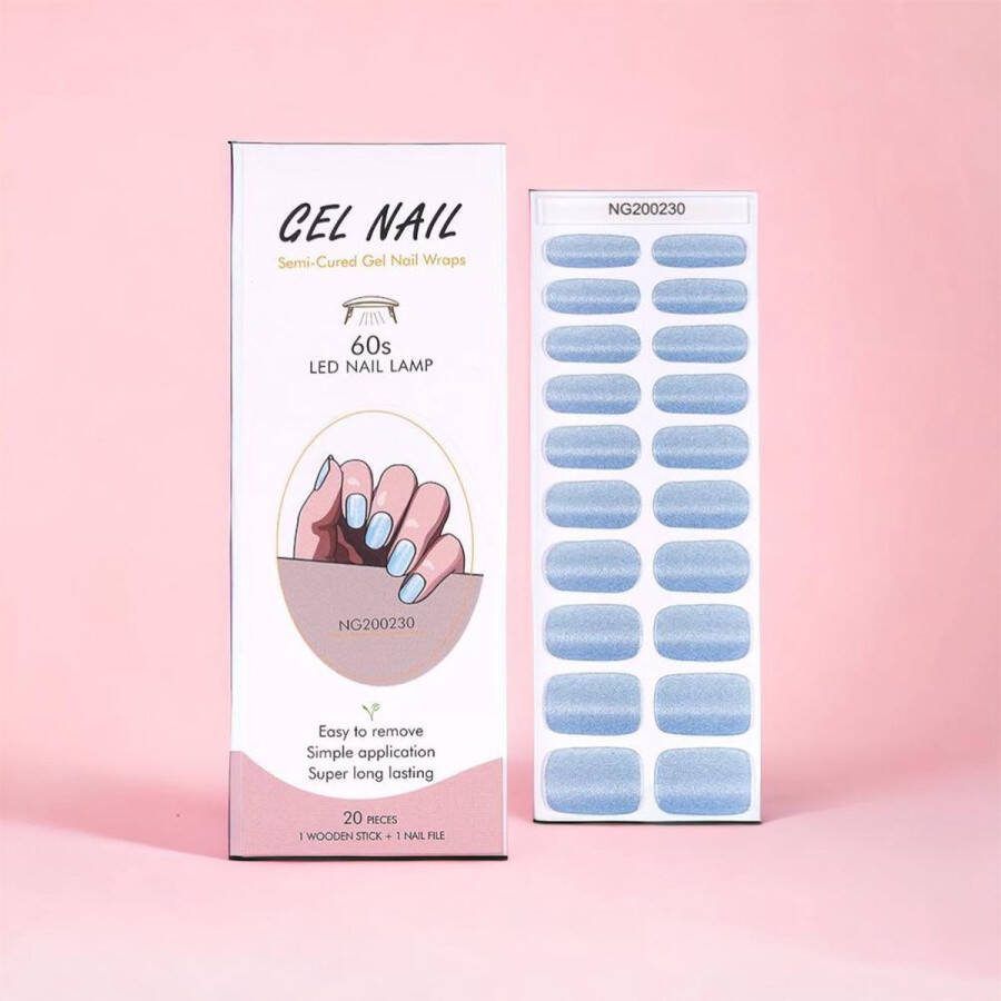 NailGlow Gel Nagel Wraps LichtBlauw Glitter Gel Nagel Stickers Gel Nagel Folie Nail Wraps Bij elke 2 pakjes die je besteld ontvang je een gratis Nagelriemolie pen t.w.v €7 85! Gel Nail Stickers Nail Art Nail Foil