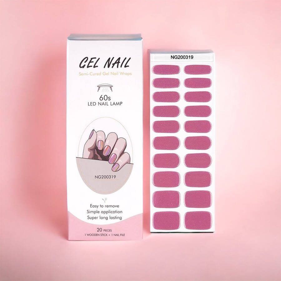 NailGlow Gel Nagel Wraps Roze glitter Gel Nagel Stickers Nail Wraps Bij elke 2 pakjes die je besteld ontvang je een gratis Nagelriemolie pen t.w.v €7 85!- Gel Nail Wraps Gel Nail Stickers Nail Art Nail Foil