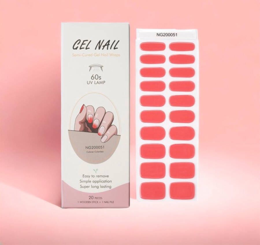 NailGlow Gel Nagel Wraps Roze Rood Gel Nagel Stickers Gel Nagel Folie Nail Wraps Gel Nail Stickers Nail Art Nail Foil