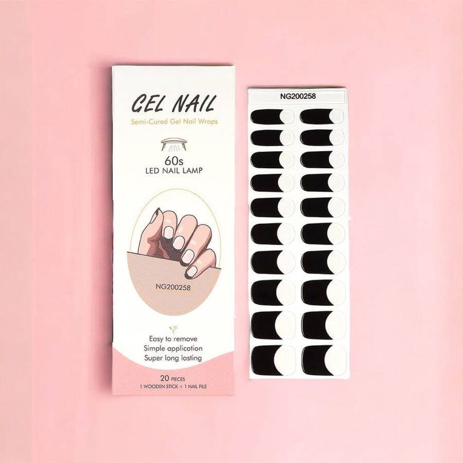 NailGlow Gel Nagel Wraps Zwart Neutraal Gel Nagel Stickers Nail Wraps -Bij elke 2 pakjes die je besteld ontvang je een gratis Nagelriemolie pen t.w.v €7 85! Gel Nail Wraps Gel Nail Stickers Nail Art Nail Foil