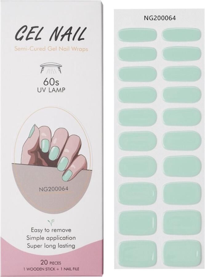 NailGlow Gel Nagel Wraps Fresh Mint Gel Nagel Stickers Nail Wraps -Bij elke 2 pakjes die je besteld ontvang je een gratis Nagelriemolie pen t.w.v €7 85! Gel Nail Wraps Gel Nail Stickers Nail Art Nail Foil