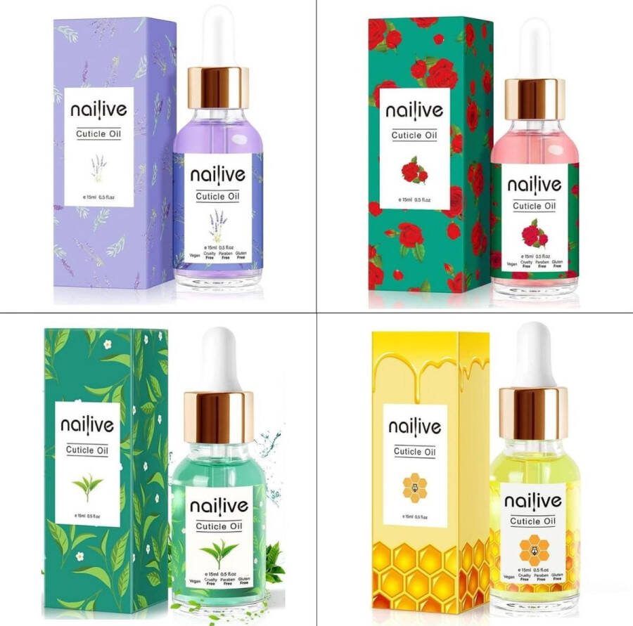 Nailive Nagelolie 4 stuks Nagelriemolie Nagelolie verzorging Nagelolie set Cuticle oil Nagelriemcreme Nagelversterker Nagelverzorging set Nagelriem olie nagelriem Olie nagels Nagel olie Nail oil