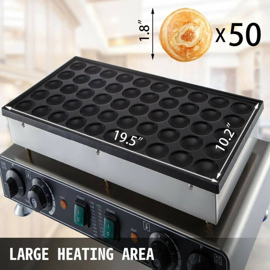 Naiz Elektrisch poffertjes ijzer 50 stuks 1600 Watt