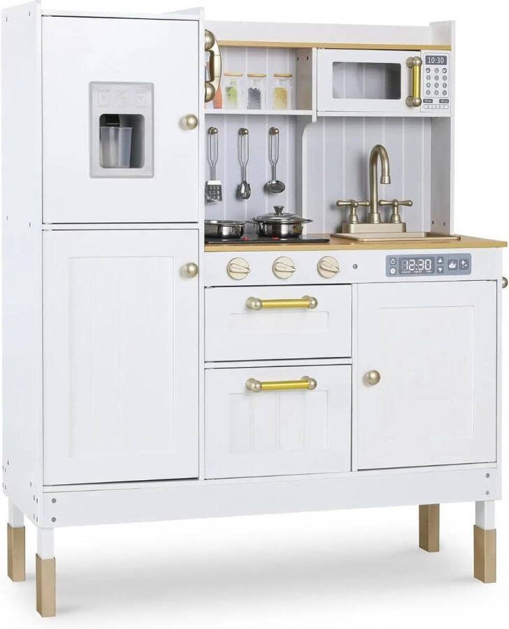 Naiz Houten kinderkeuken Wit Speelgoed Met licht en geluid Inclusief accessoires 104.5 x 81 x 30 cm