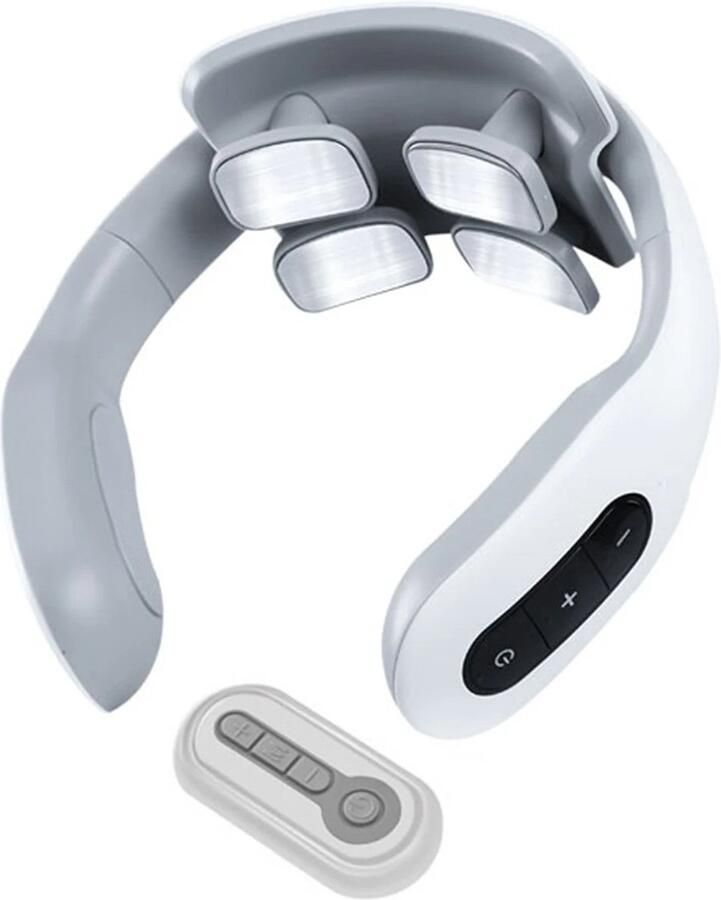 Naiz Massage apparaat Voor nek Hoofd Schouders Met afstandsbediening Zilver Magnetische puls verwarming