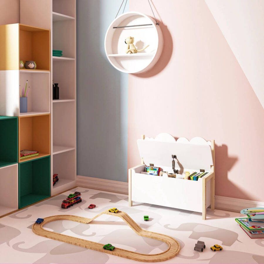 Naiz Speelgoedkist Bank Wit Kinderen 60 x 25.5 x 55 cm