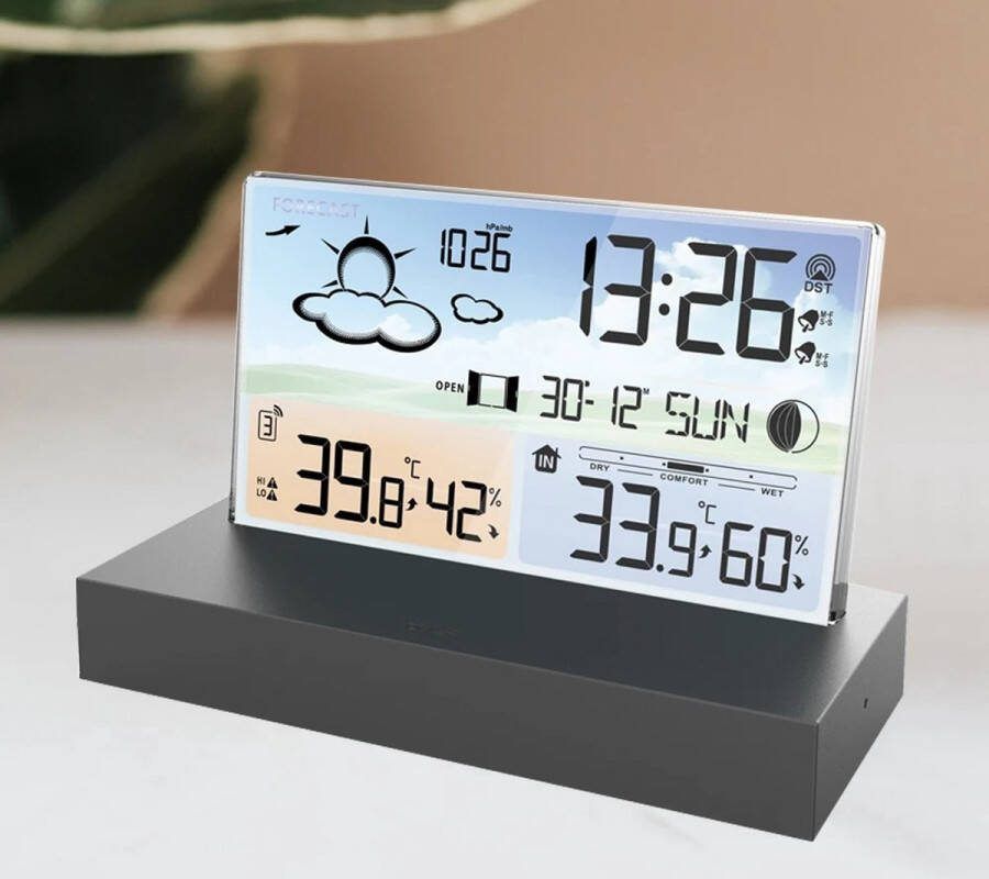 Naiz Weerstation Transparant Digitaal Temperatuur Glas Luchtvochtigheid Weersverwachting