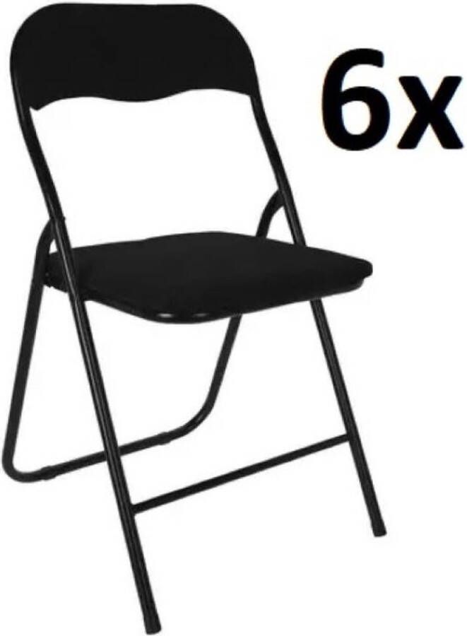 Home & Styling Klapstoel met kunstleer zitting zwart 40 x 38 x 88 cm metaal Klapstoelen