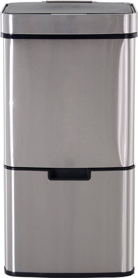 Nancy's Bozeman Prullenbak Sensor Prullenbak Afvalscheidingssysteem 72 L 3-Vaks RVS 42 x 30 x 81 cm Zilver